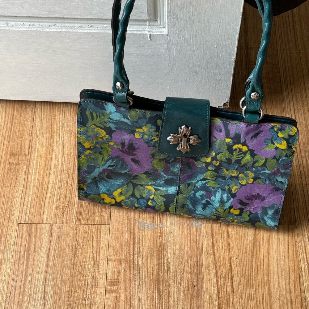 Patricia Nash, blue and purple floral shoulder bag